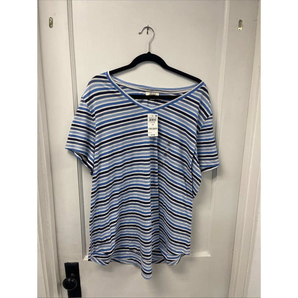Style & Co Plus Size Cotton Striped V-Neck T-Shirt Size 3X